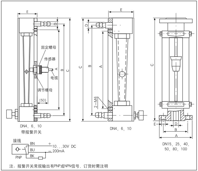 塑料轉(zhuǎn)子流量計外形圖