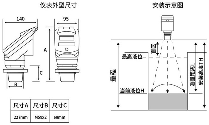 超聲波液位計外形尺寸圖